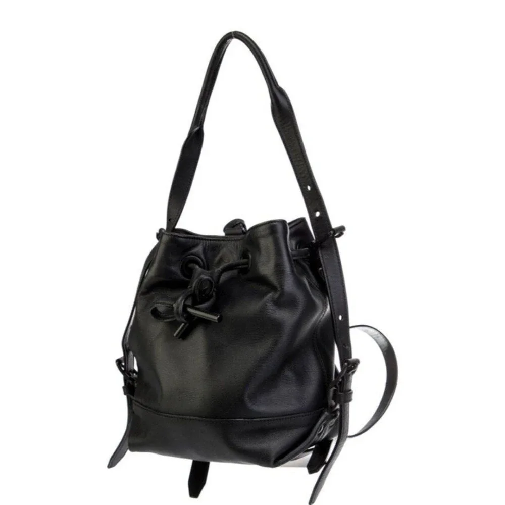 Opening Ceremony Black Izzy Convertible Backpack/ Bucket Bag Drawstring Handbag